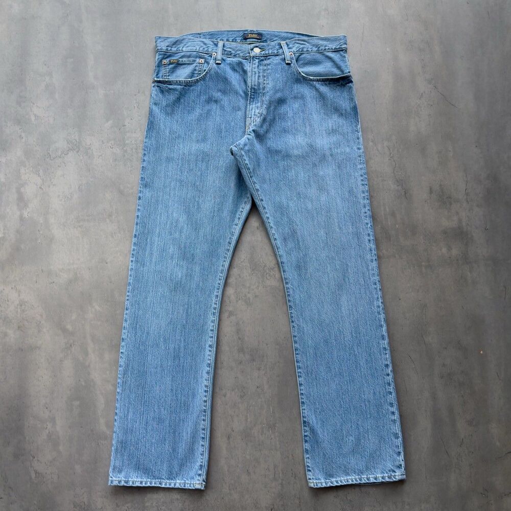 Polo Ralph Lauren Hampton Relaxed Straight Jeans Men's 35x32 Light Wash Blue